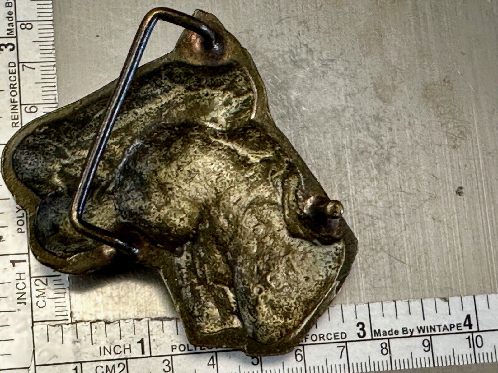 Two Horse Heads vintage solid brass cut out belt buckle - Taiwan Amazing Detail!
