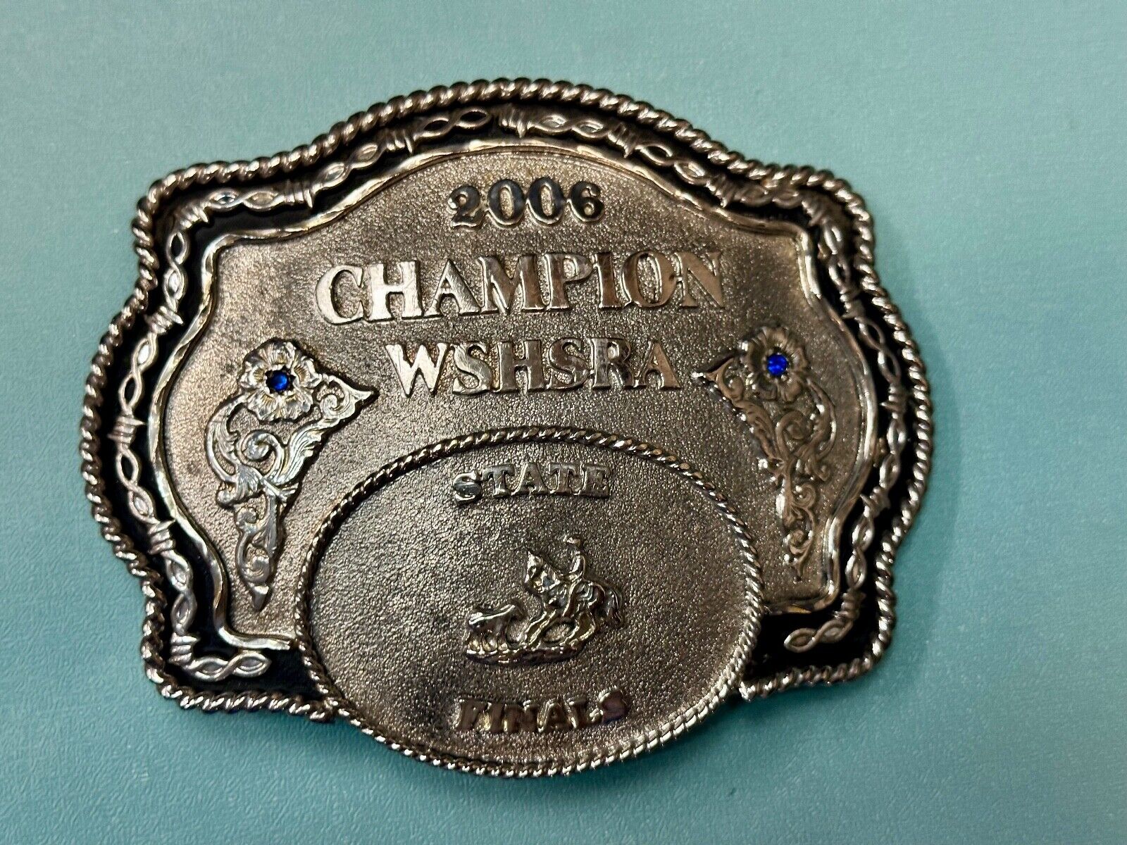 2006 CHAMPION WSHSRA State Finals Trophy belt buckle by Lone Star Silversmiths