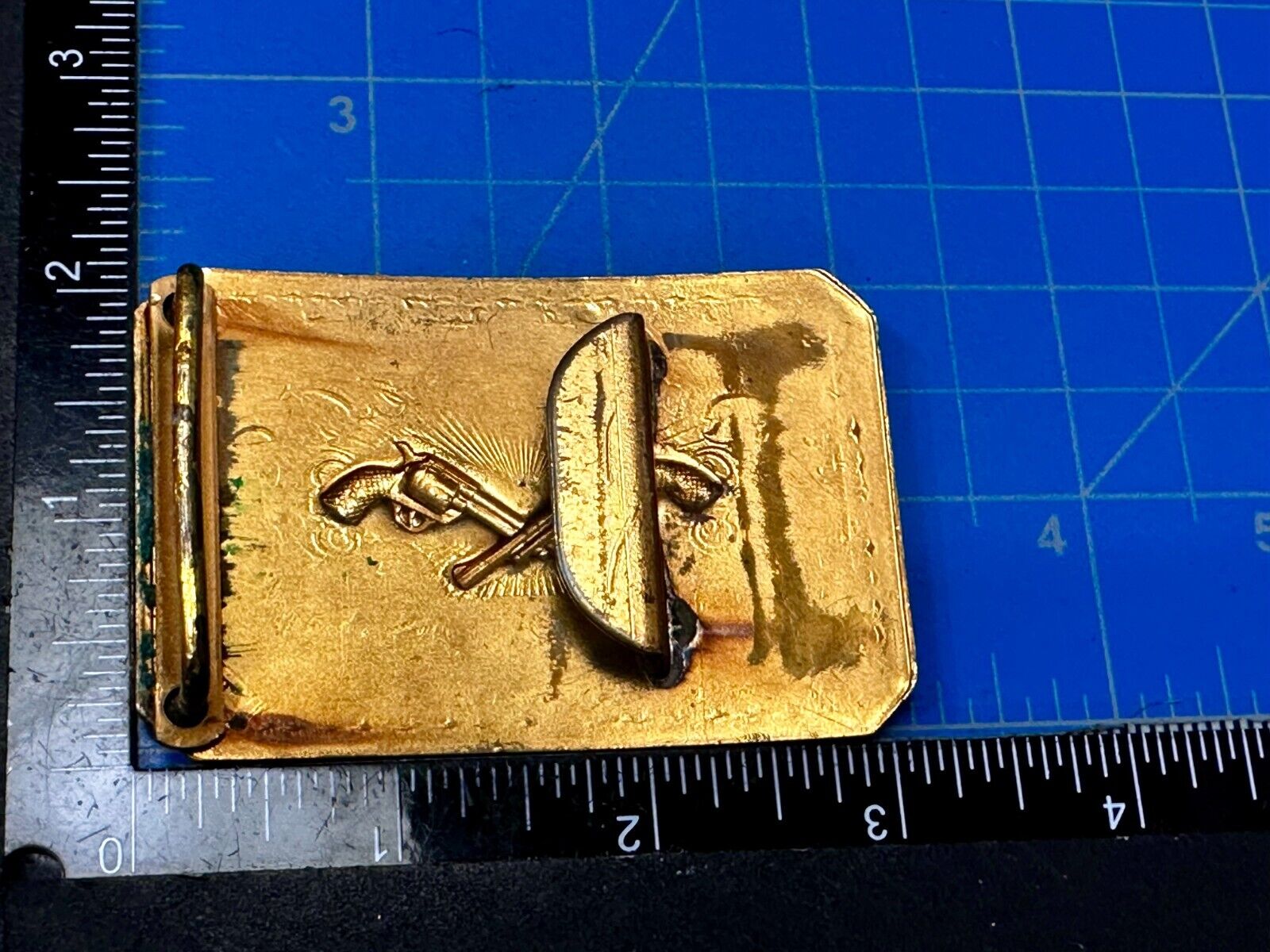 Twin Revolver Pistol Guns Two Tone Western Cowboy Vintage Belt Buckle