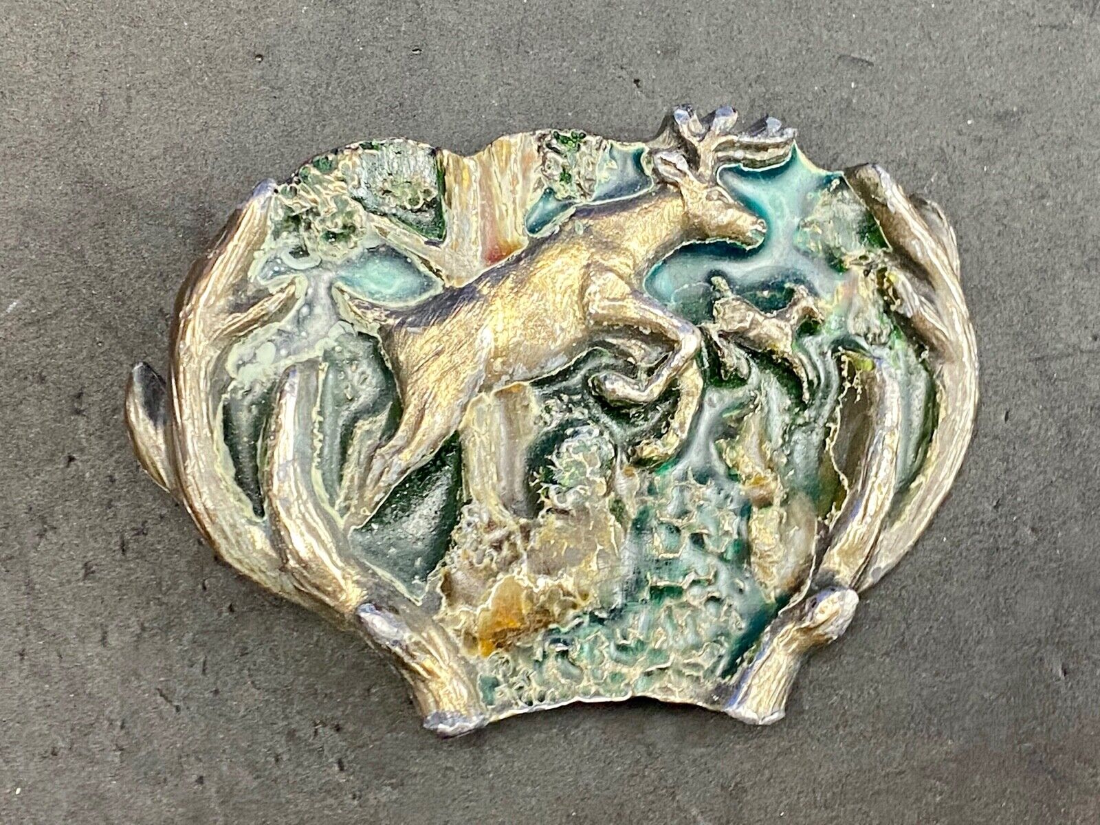 Vintage 1982 Jumping Deer - The great American belt buckle Company 
