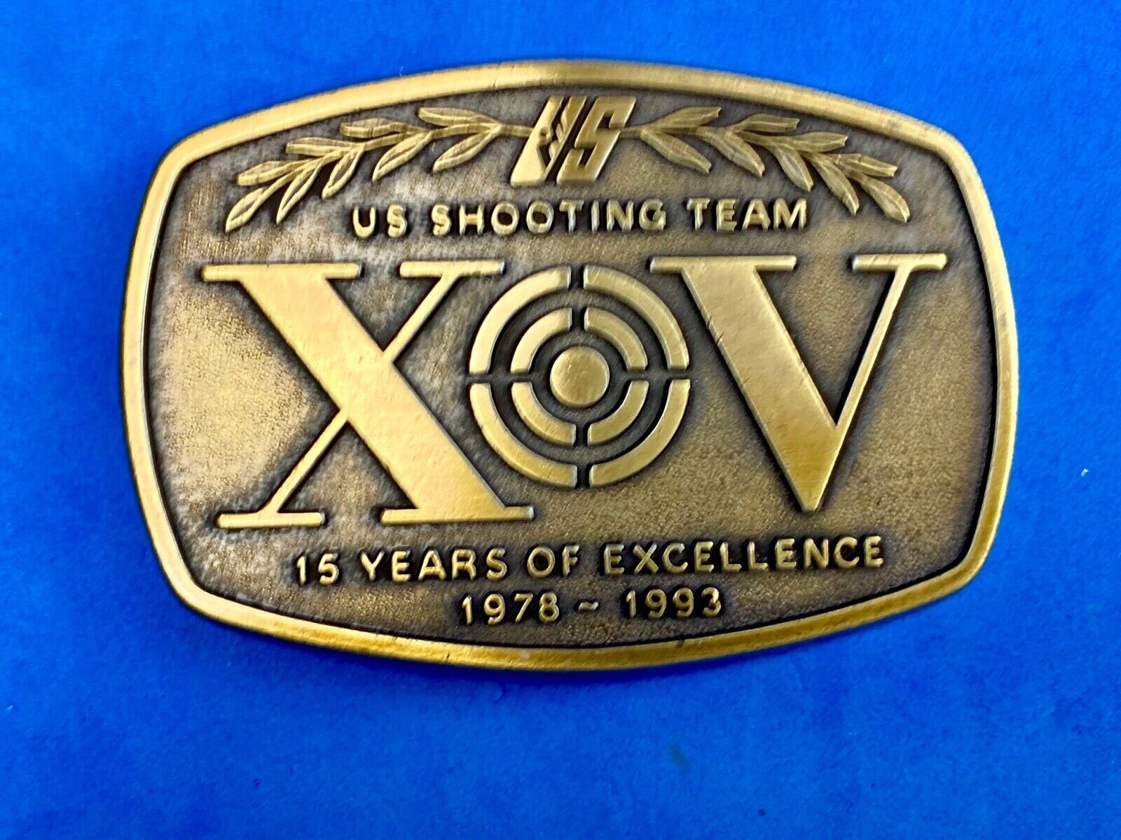 Vintage 1970's US shooting team XOV belt buckle - 15 years of excellence