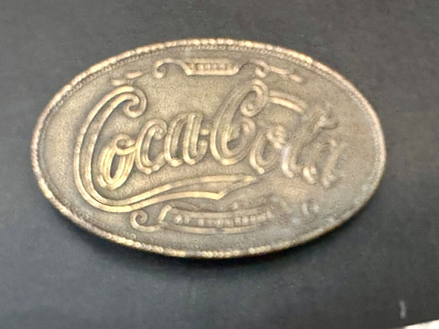 VINTAGE 1970s **COCA-COLA 5 CENTS AT FOUNTAINS** SODA POP BELT BUCKLE