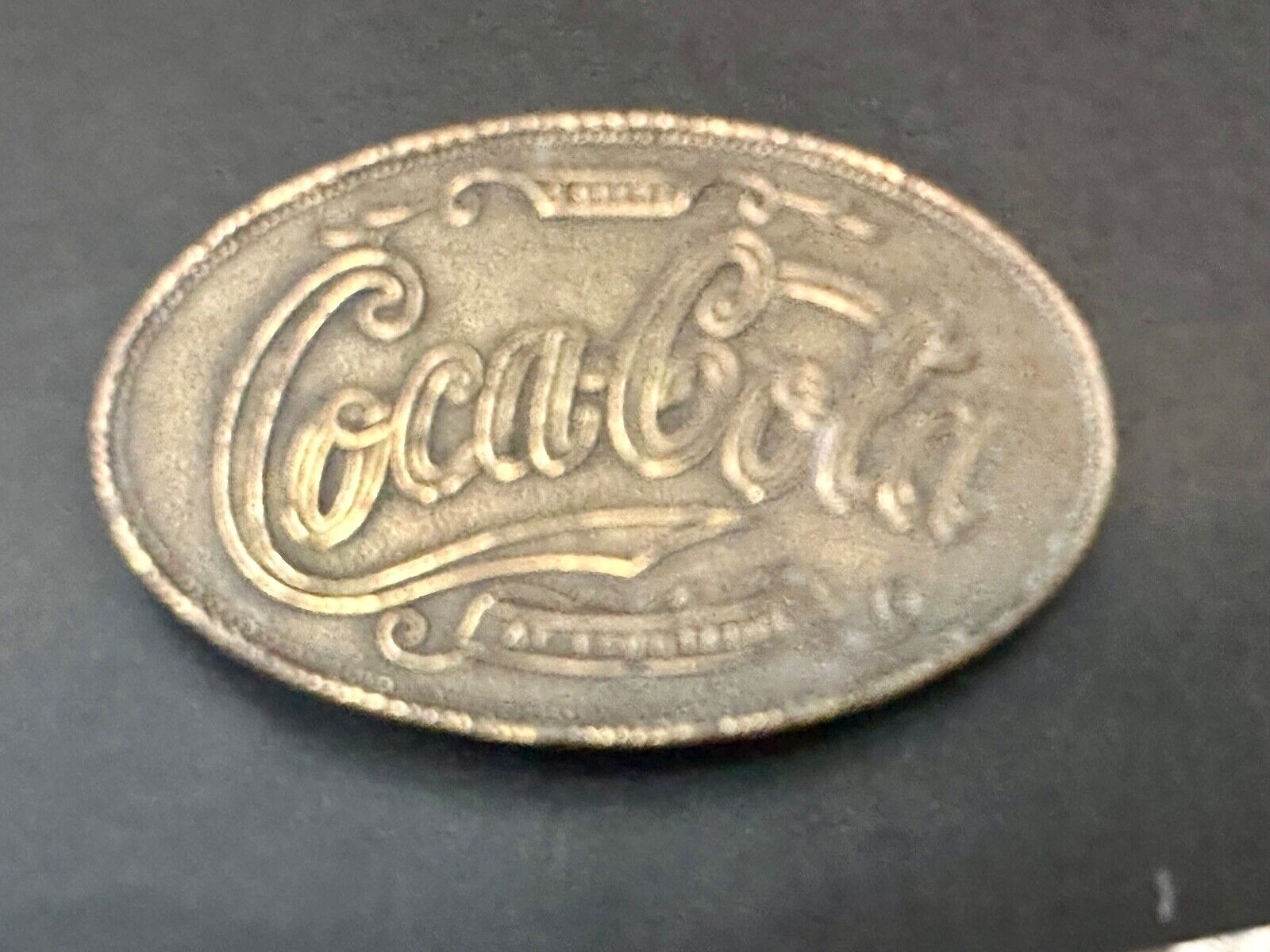 VINTAGE 1970s **COCA-COLA 5 CENTS AT FOUNTAINS** SODA POP BELT BUCKLE