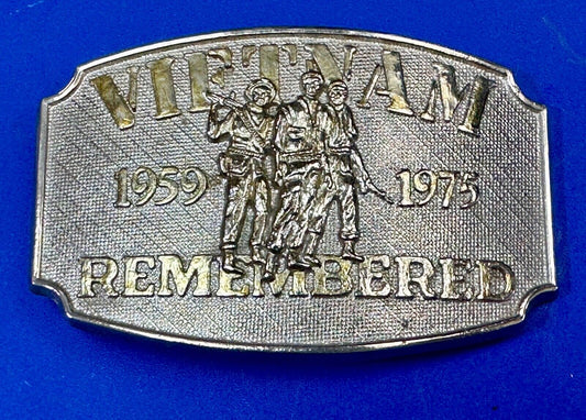 VIETNAM REMEMBERED 1959 1975 War Veteran Veterans F.E. Hart Numbered Belt Buckle