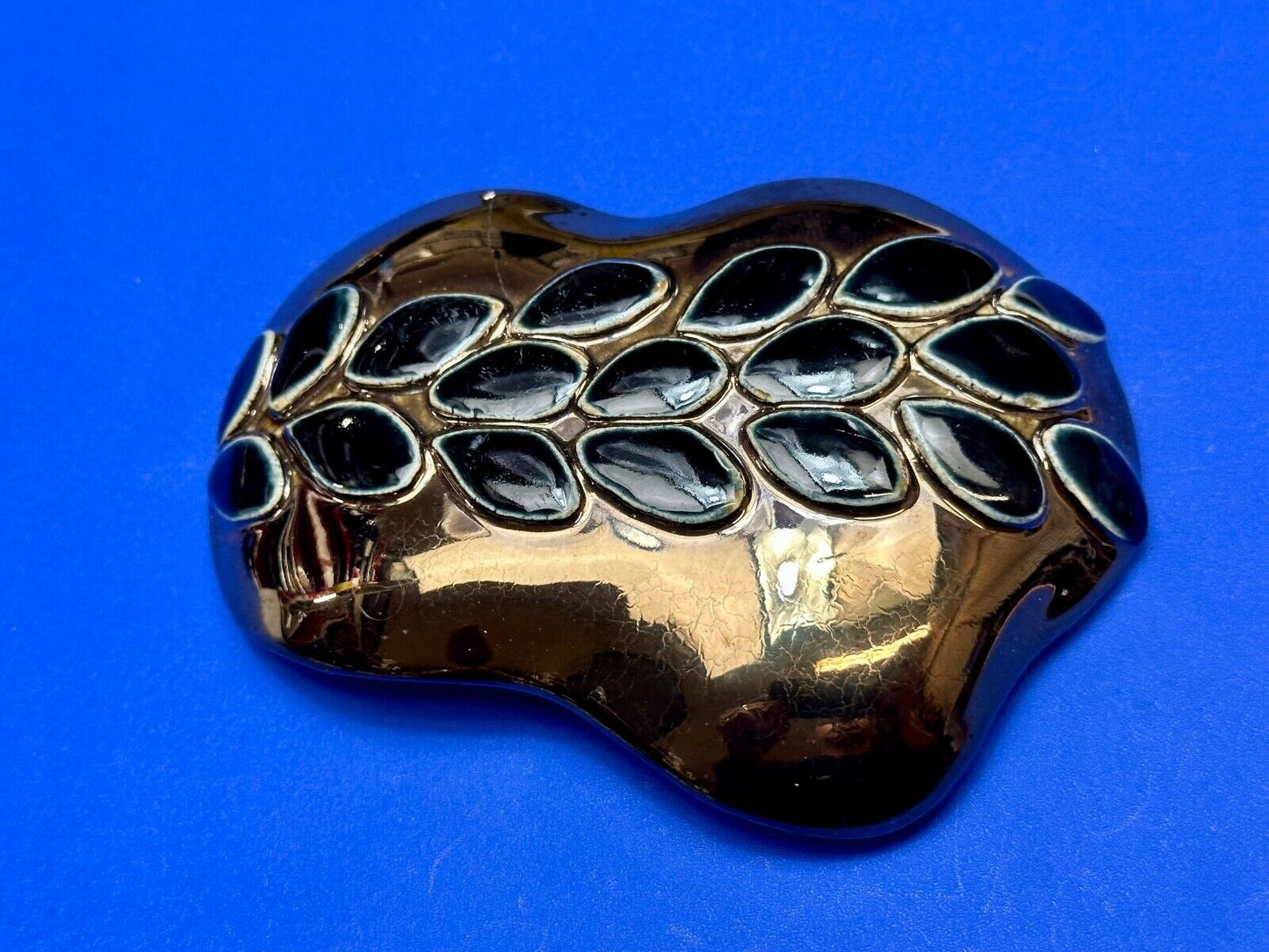 Artisan Belt Slide Buckle gold & black color Abstract pattern signed SKON