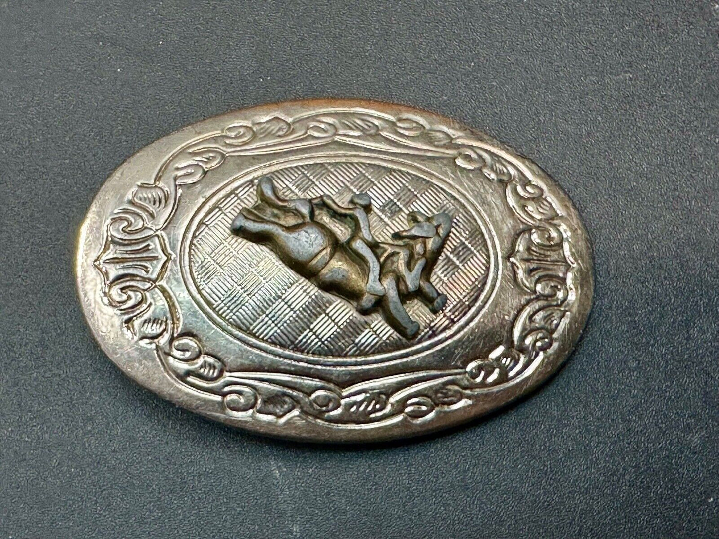 Vintage Cowboy Saddle Bronc 3" wide western oval belt buckle