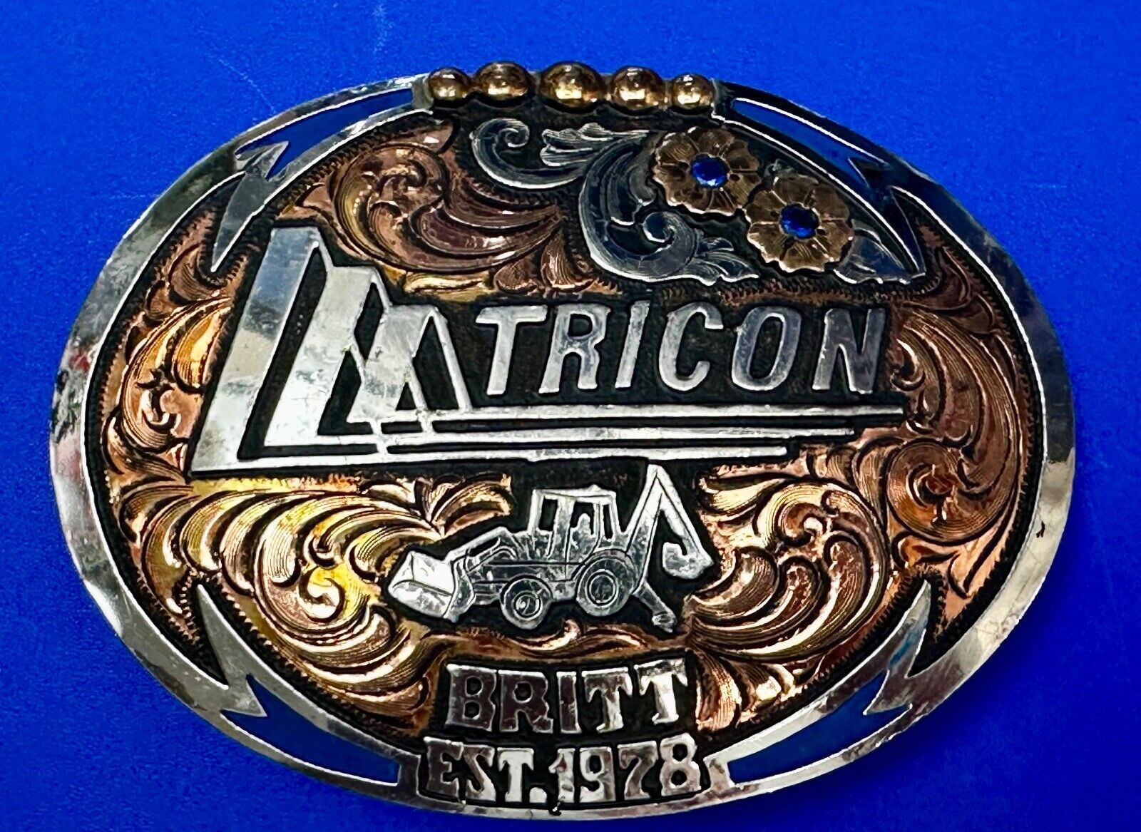 Tricon Bruitt Construction Equipment Trophy Award Belt Buckle by Red Bluff - war