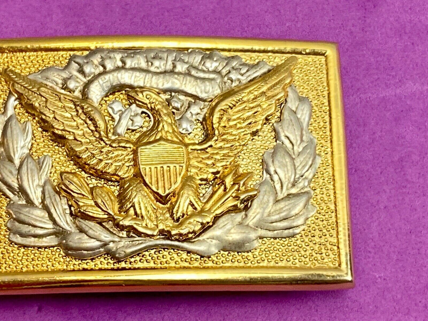  American Eagle Belt Buckle E Pluribus Unum Crest Shield marked 🤔PAKISTAN? 