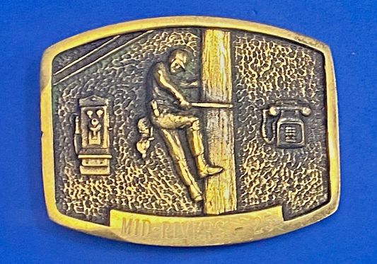Telephone Communications Telecomunications Pole Climber Utility BTS Belt Buckle