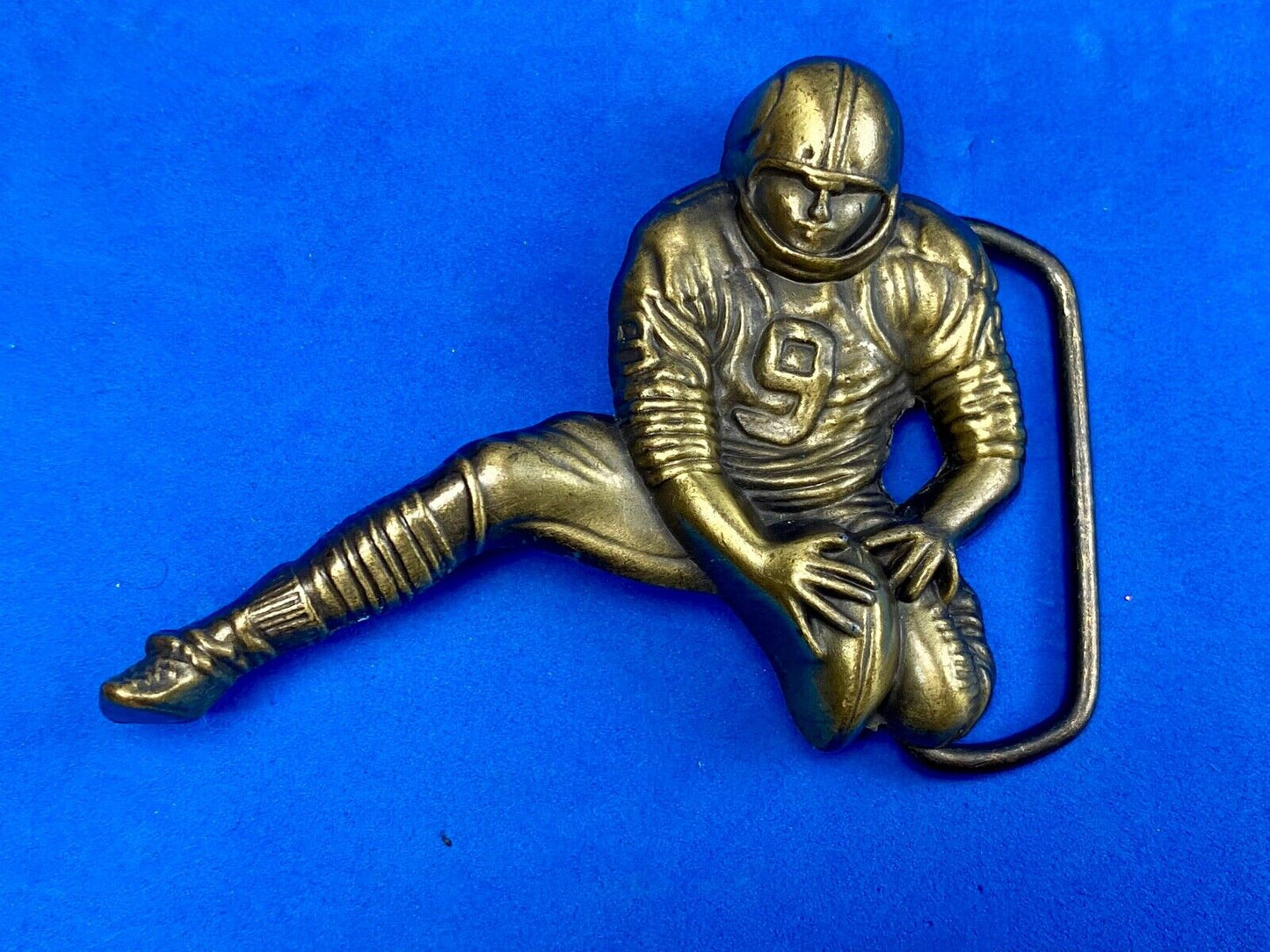 Vintage Football #9 Placeholder place holder player kicker figural belt buckle 