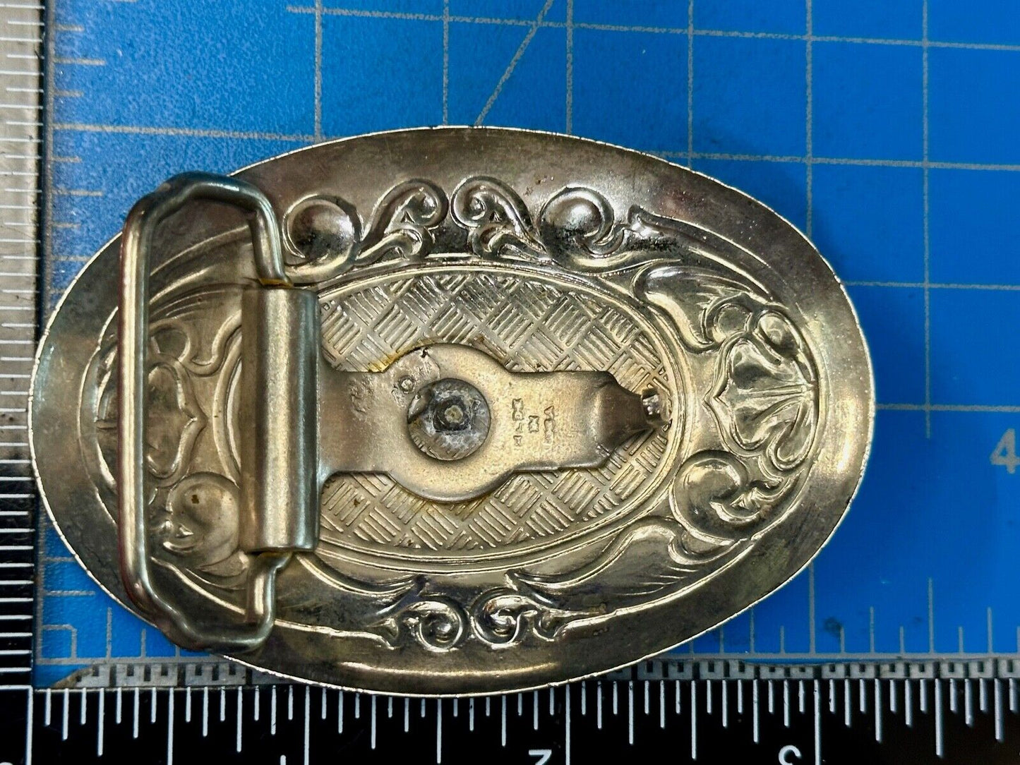 Vintage horse head two tone oval USA made belt buckle