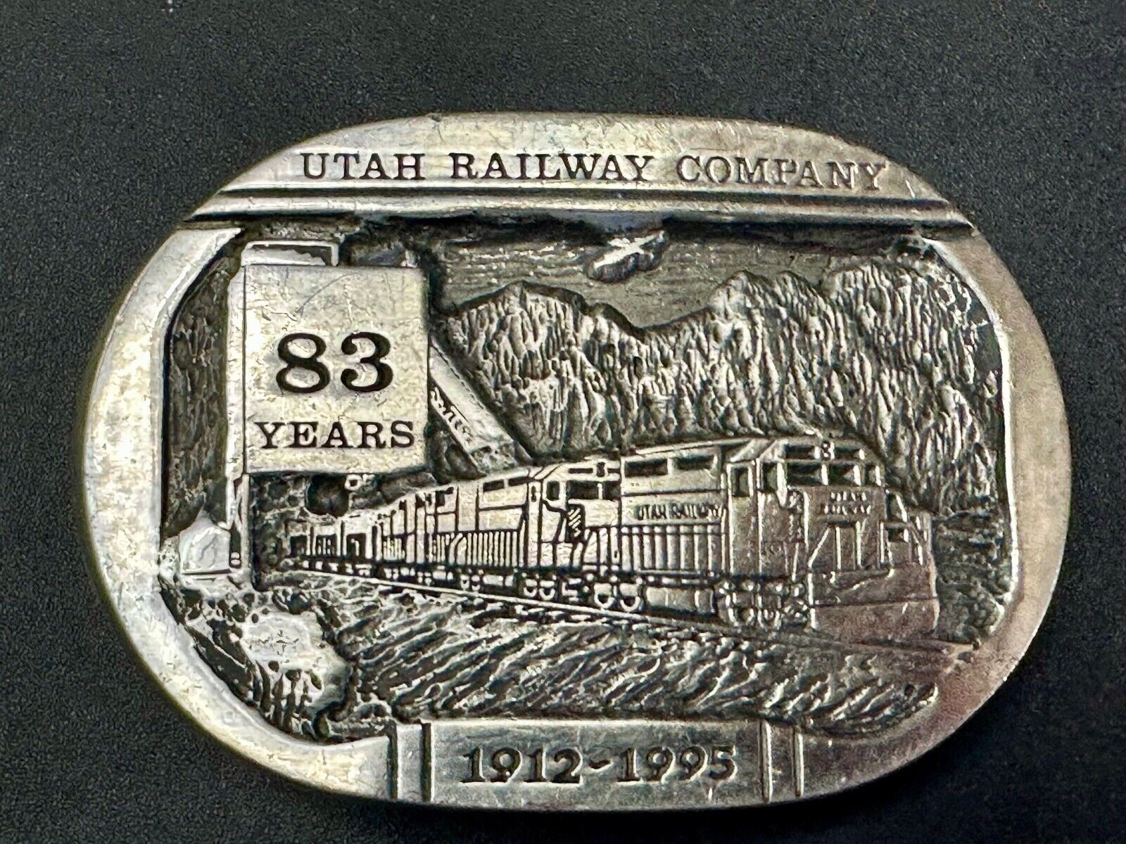 Utah Railway Co Vtg Train Railroad 83 Years - Gary Prazen Sculpture Belt Buckle