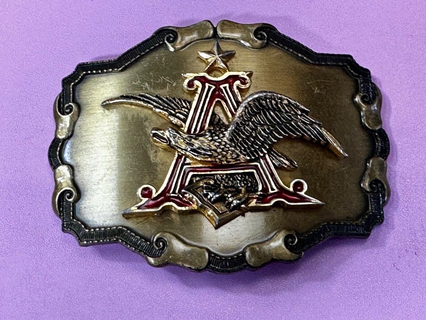 Anheuser Busch Beer Eagle Emblem Belt Buckle USA Rain-Tree 2 1/2 x 3 3/4