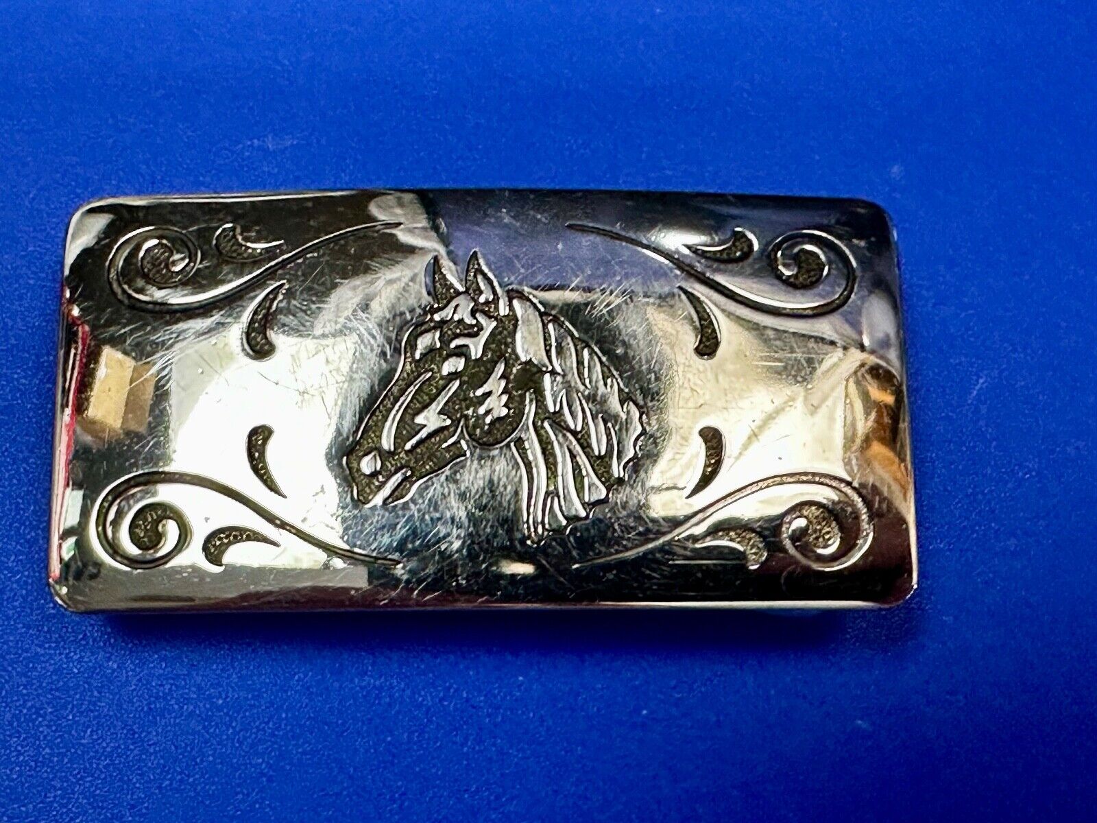 Vintage Horse Head USA Silver Tone  Belt Buckle by Chambers Belt Co