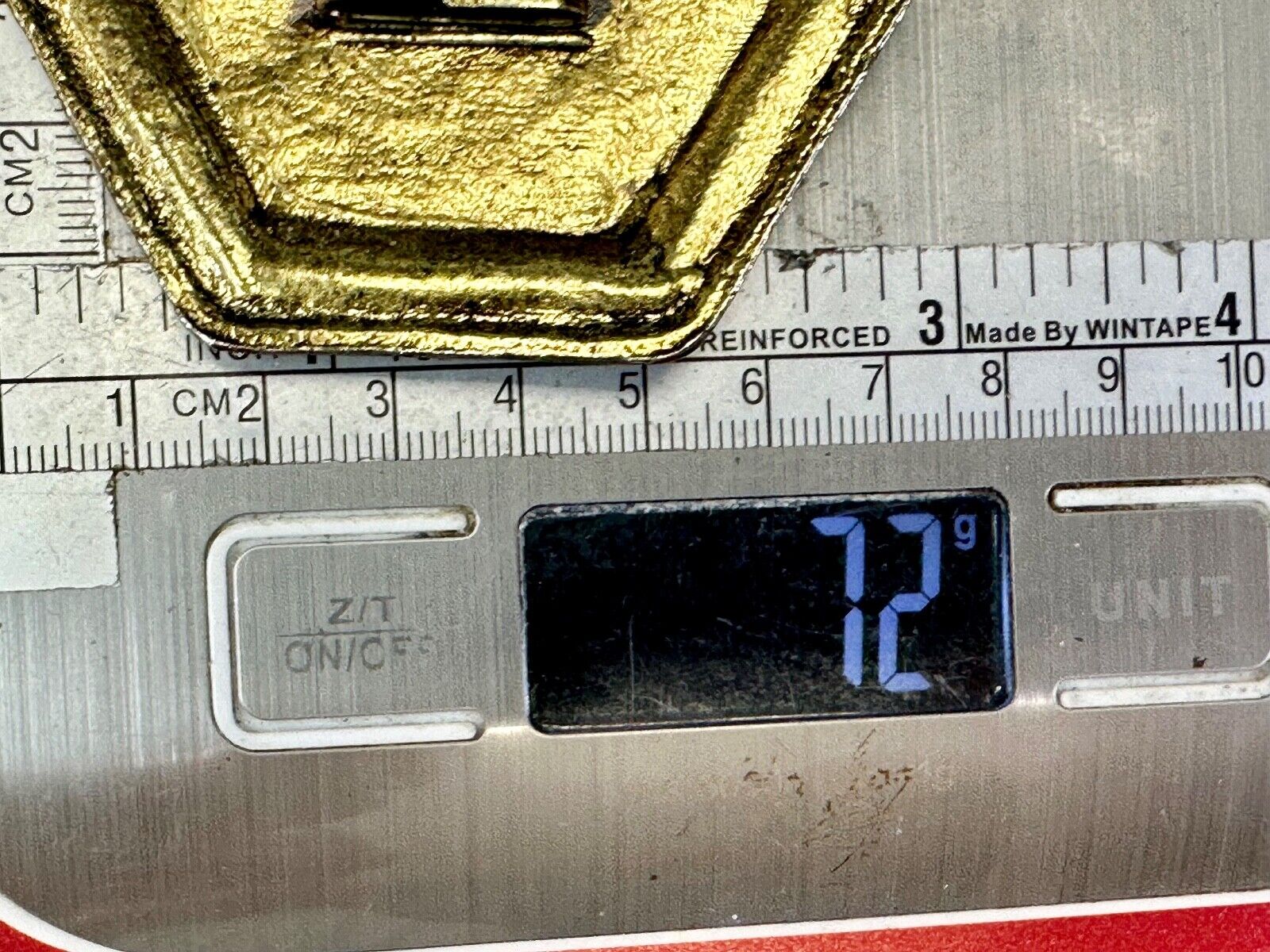 vintage Hexagon shaped gold tone belt buckle scarf slide