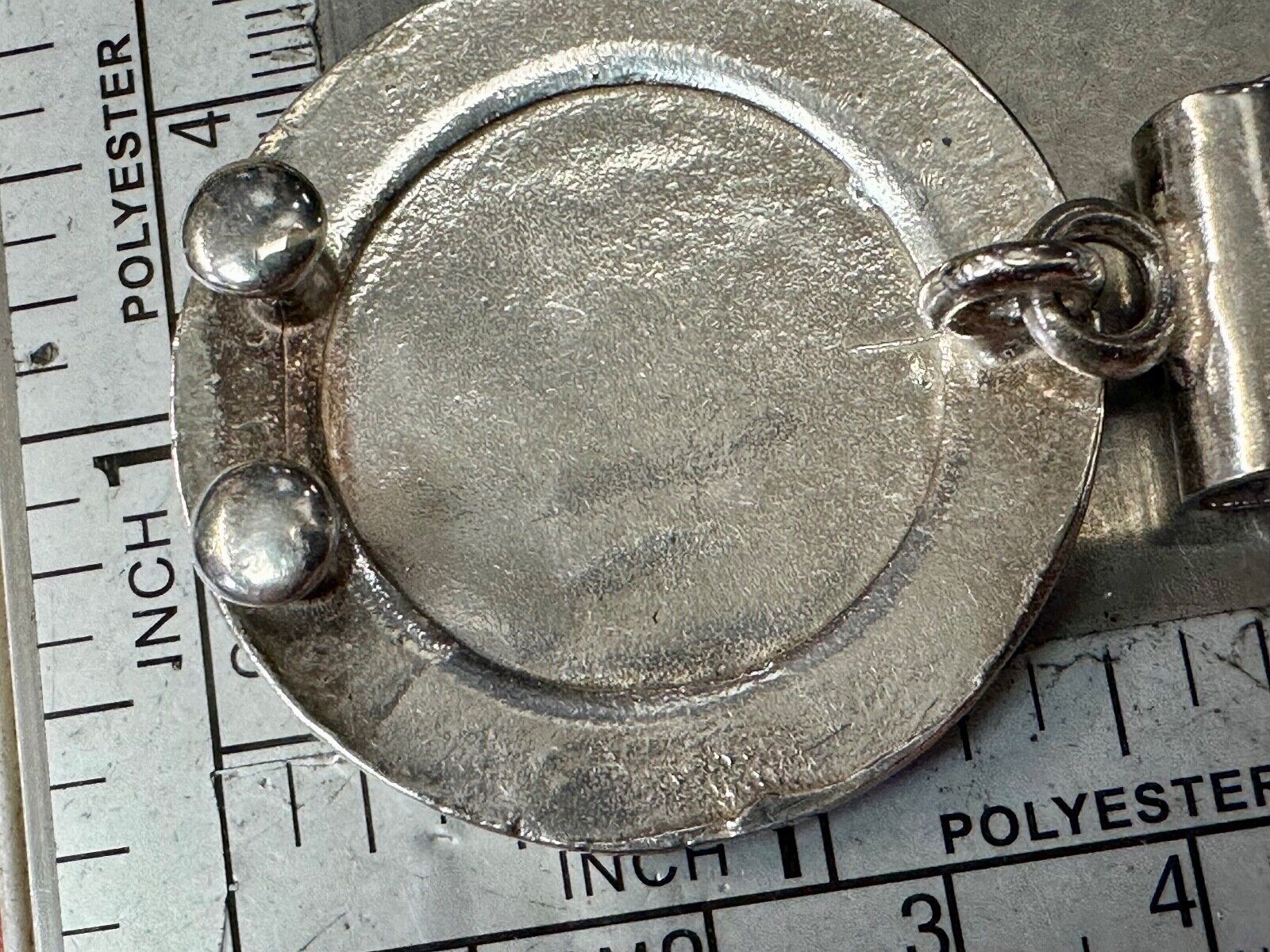 Antique 900 Silver three piece 5" wide southwest concho pattern belt buckle