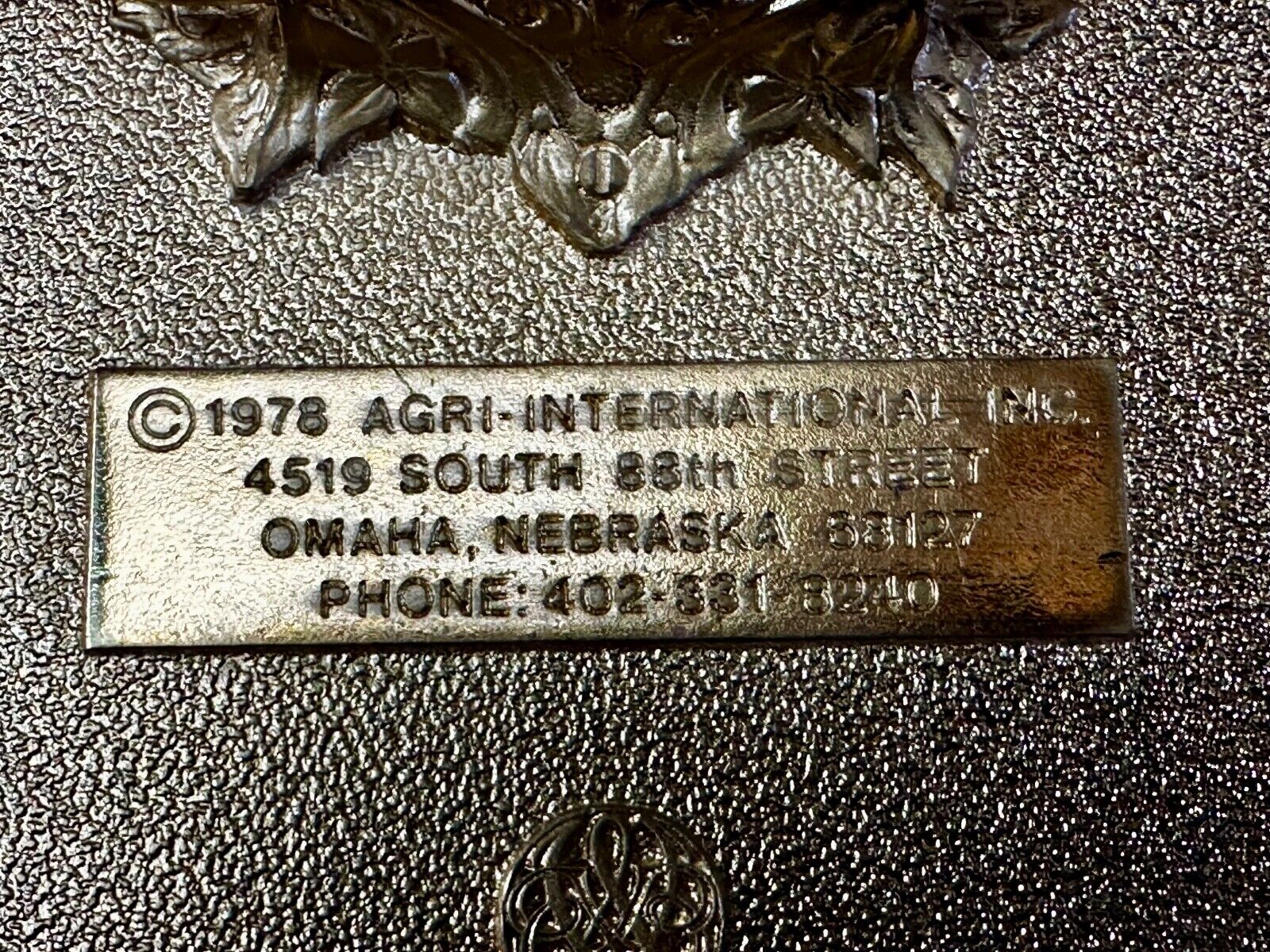 Agri International Inc Omaha NE Farming Presidents club Vintage 1978 Belt Buckle