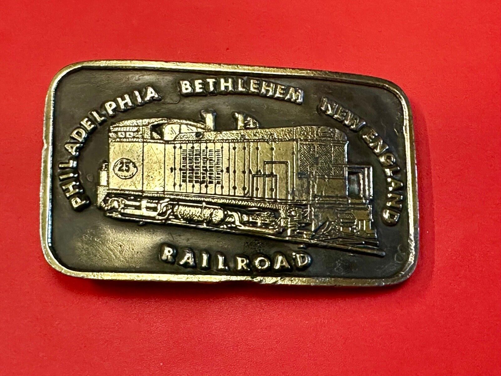Train Engine 25 Philadelphia Bethlehem New England RR Tiffany Studio Belt Buckle