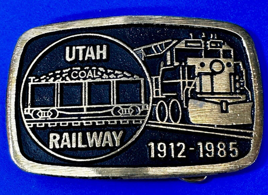 UTAH Railway Train Commemorative Solid Brass VTG 1985 Belt Buckle by DynaBuckle