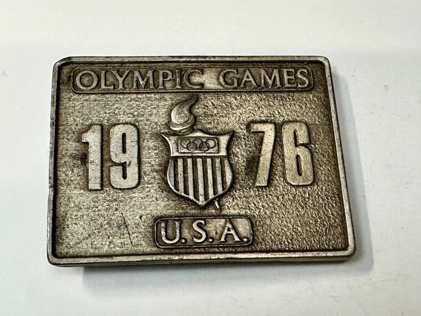 1976 Olympic Games USA Vintage Rectangle Bergamot Brass Works Belt Buckle