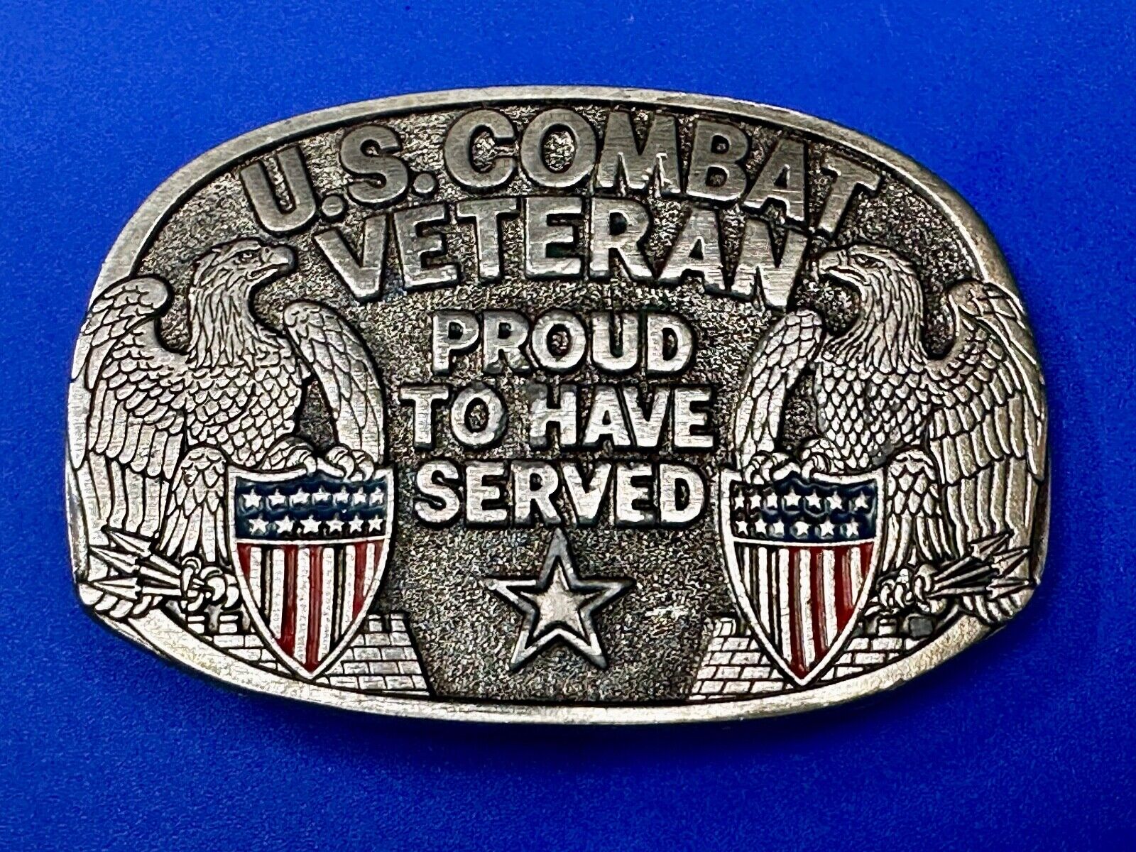 US Combat Veteran - Proud to have served our country Vintage Belt Buckle