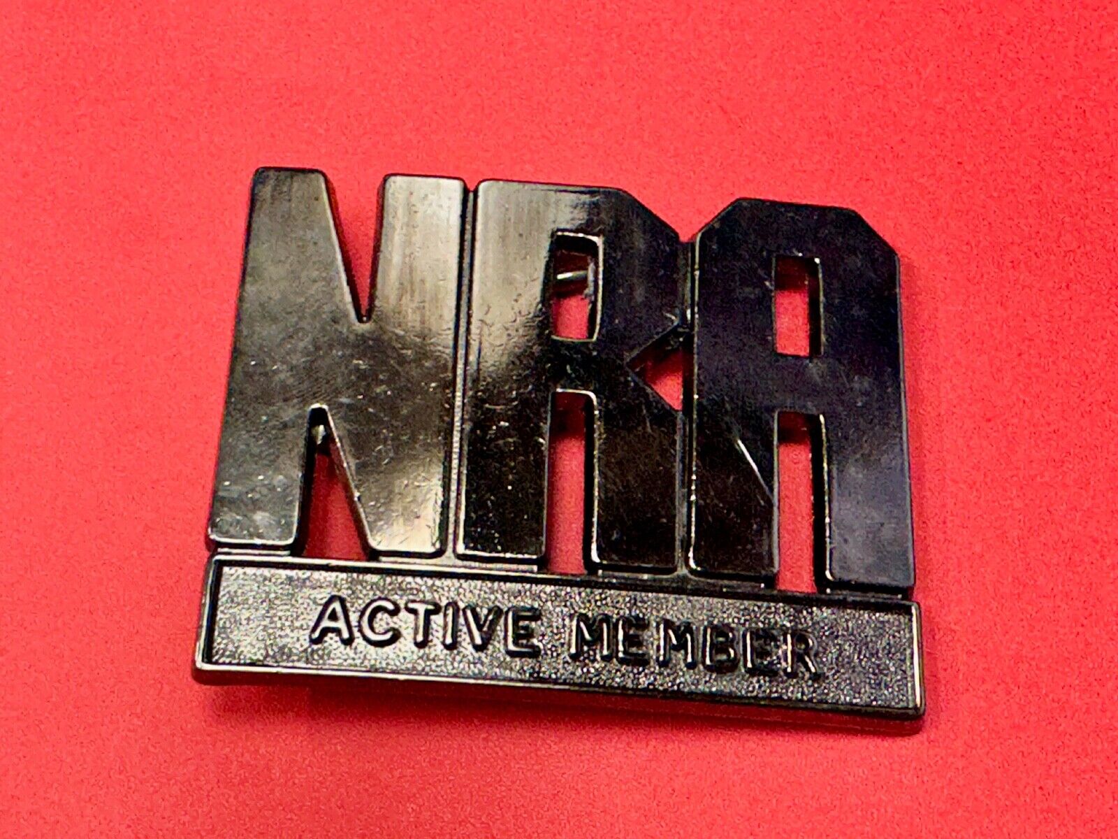 Vintage 1980's NRA Active Member Black Belt Buckle National Rifle Association