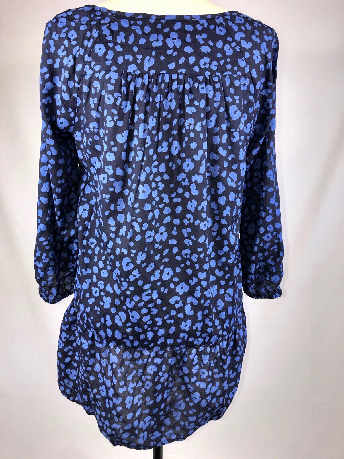 Anthropologie HD IN PARIS "Ressica" Blue Black Floral Lace Hi Lo Tunic Top S