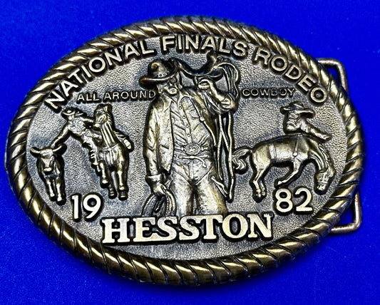 1982 Hesston NFR All Around Cowboy National Finals Rodeo Belt Buckle