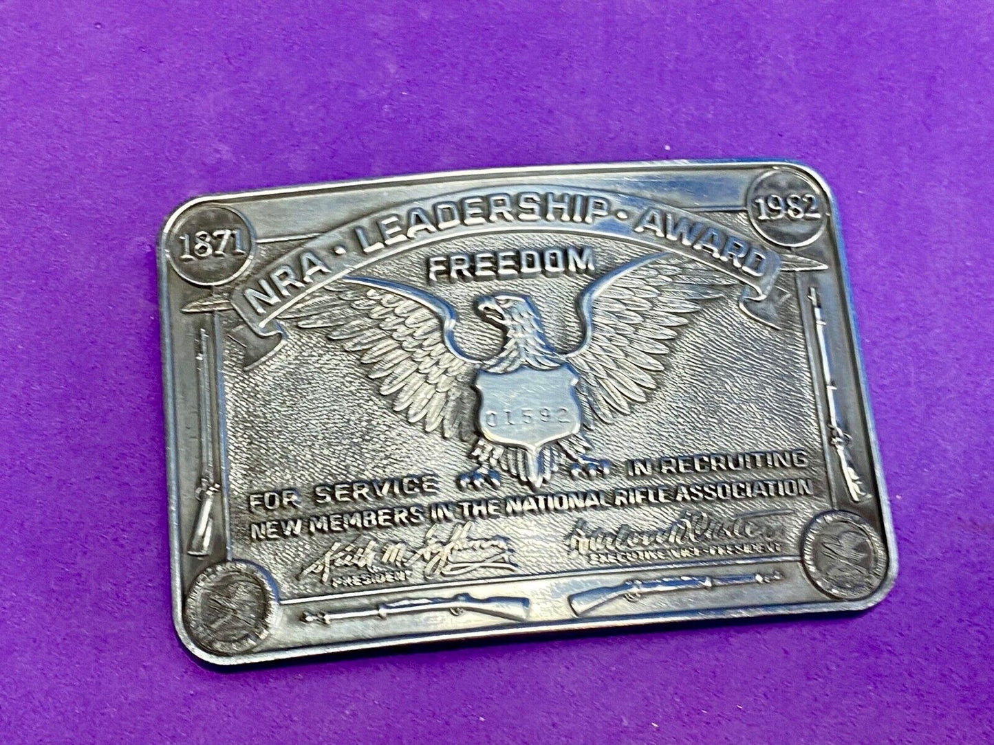 NRA Leadership Award - Freedom belt buckle - service in recruiting