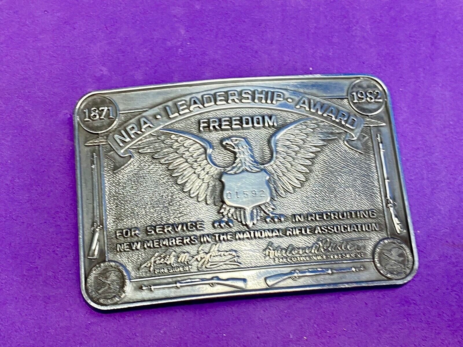 NRA Leadership Award - Freedom belt buckle - service in recruiting
