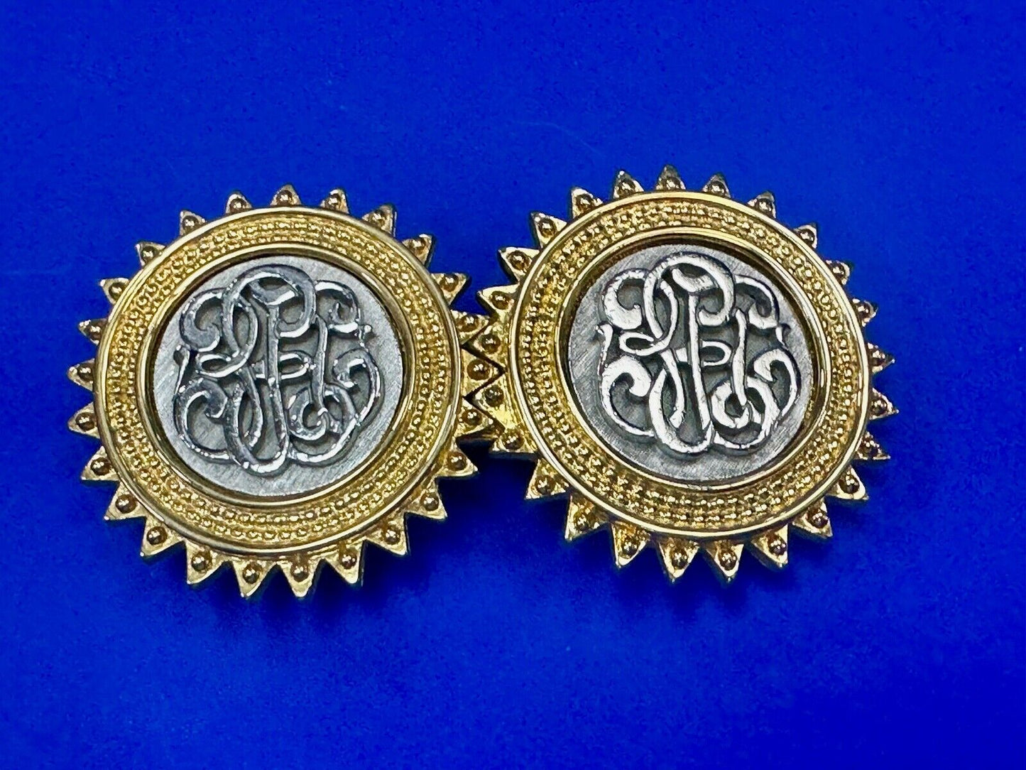 Two piece interconnecting vintage two tone belt buckle By Paquette