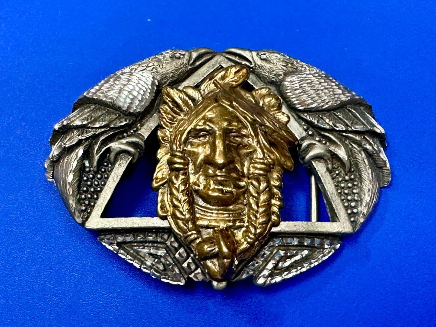 Unique Native American Indian Vintage Two tone EGE 93 Belt Buckle