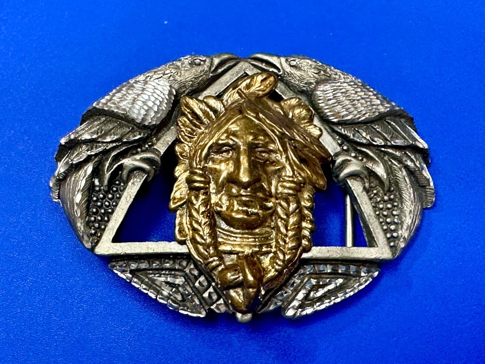 Unique Native American Indian Vintage Two tone EGE 93 Belt Buckle