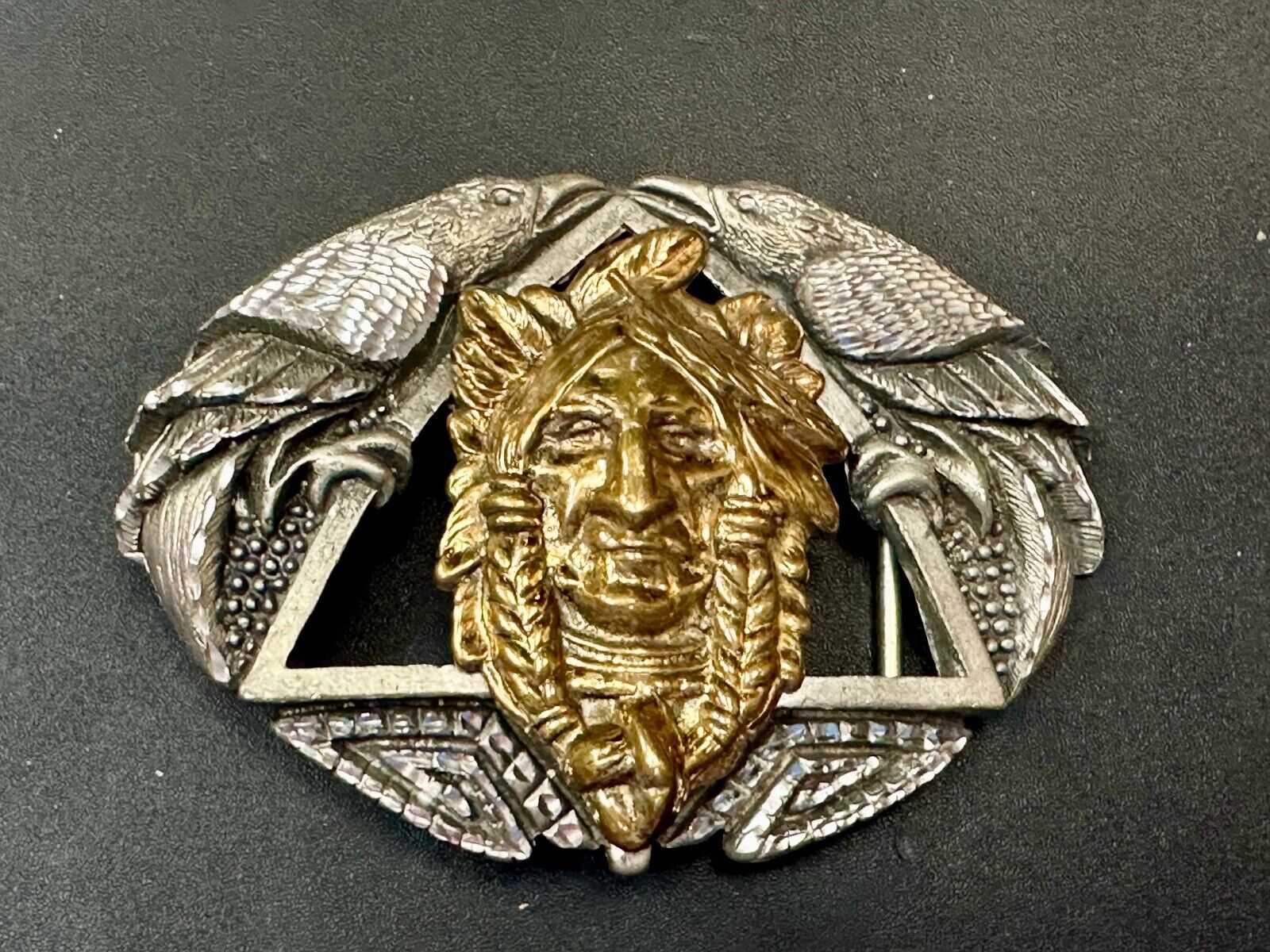Unique Native American Indian Vintage Two tone EGE 93 Belt Buckle
