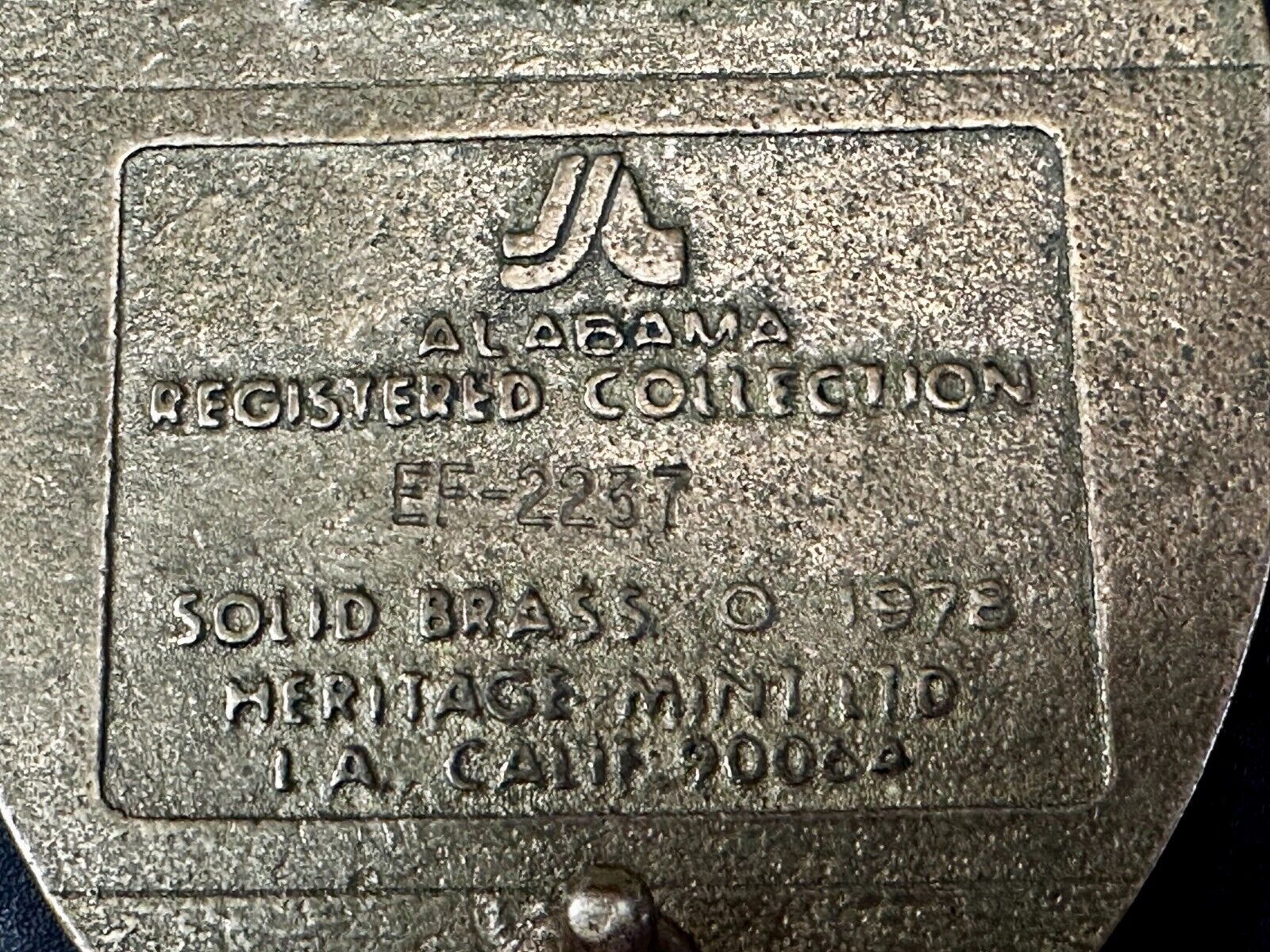 Alabama State Al Statehood Montgomery University Solid Brass 1978 Belt Buckle