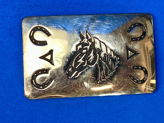 Vintage Chambers Belt Company Horse Head Shoes US made lucky western Buckle