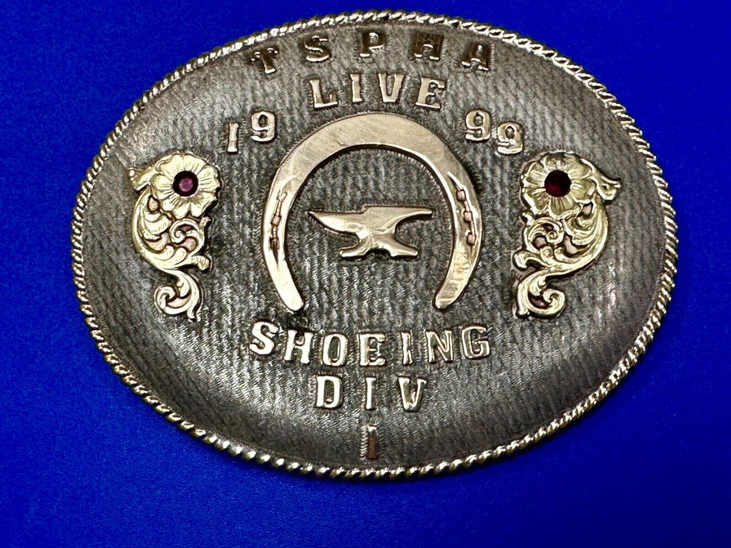 TSPHA Horse Texas Saddlebreds Shoeing 1999 Live Trophy RARE!  A E Belt Buckle