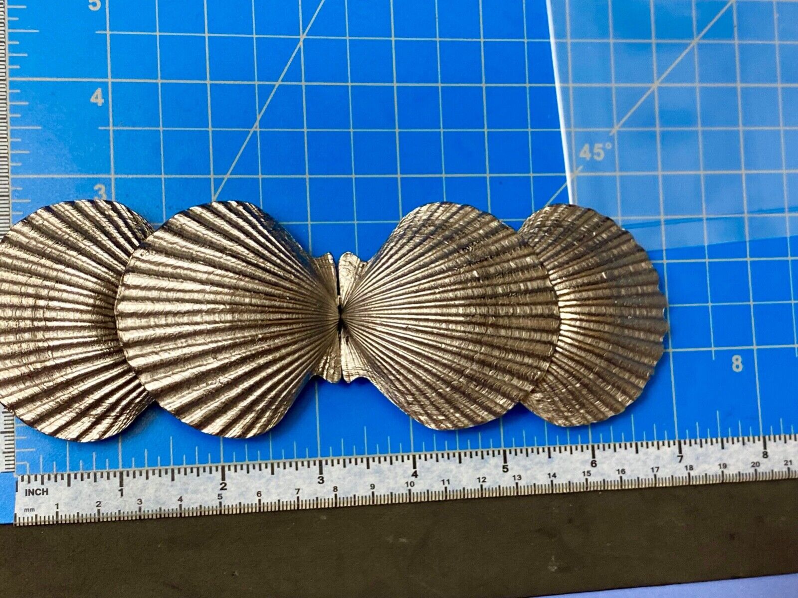 Two piece Interlocking silver color dual Clam SHELL belt buckle - DR Doreen Ryan