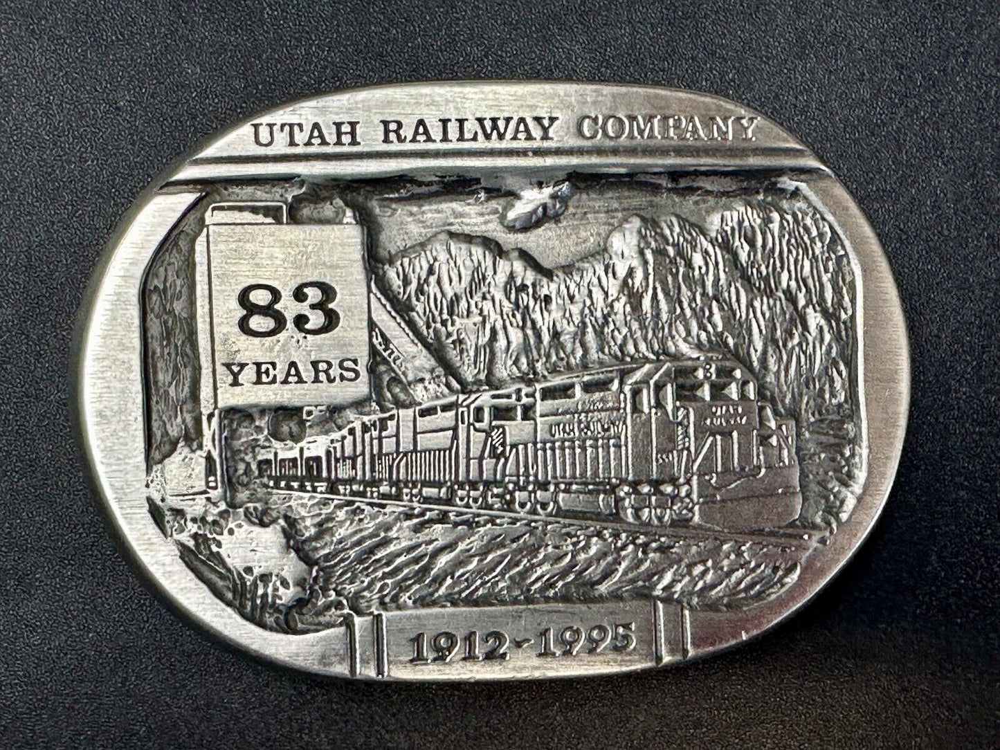 Utah Railway Co Vtg Train Railroad 83 Years - Gary Prazen Sculpture Belt Buckle