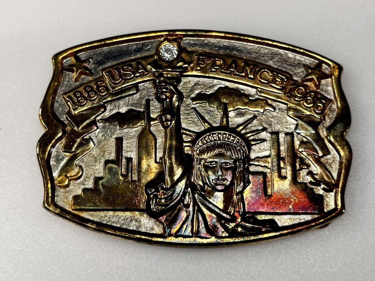 1886-1986 USA FRANCE Statue of Liberty belt buckle - Hammond Mint Commemorative