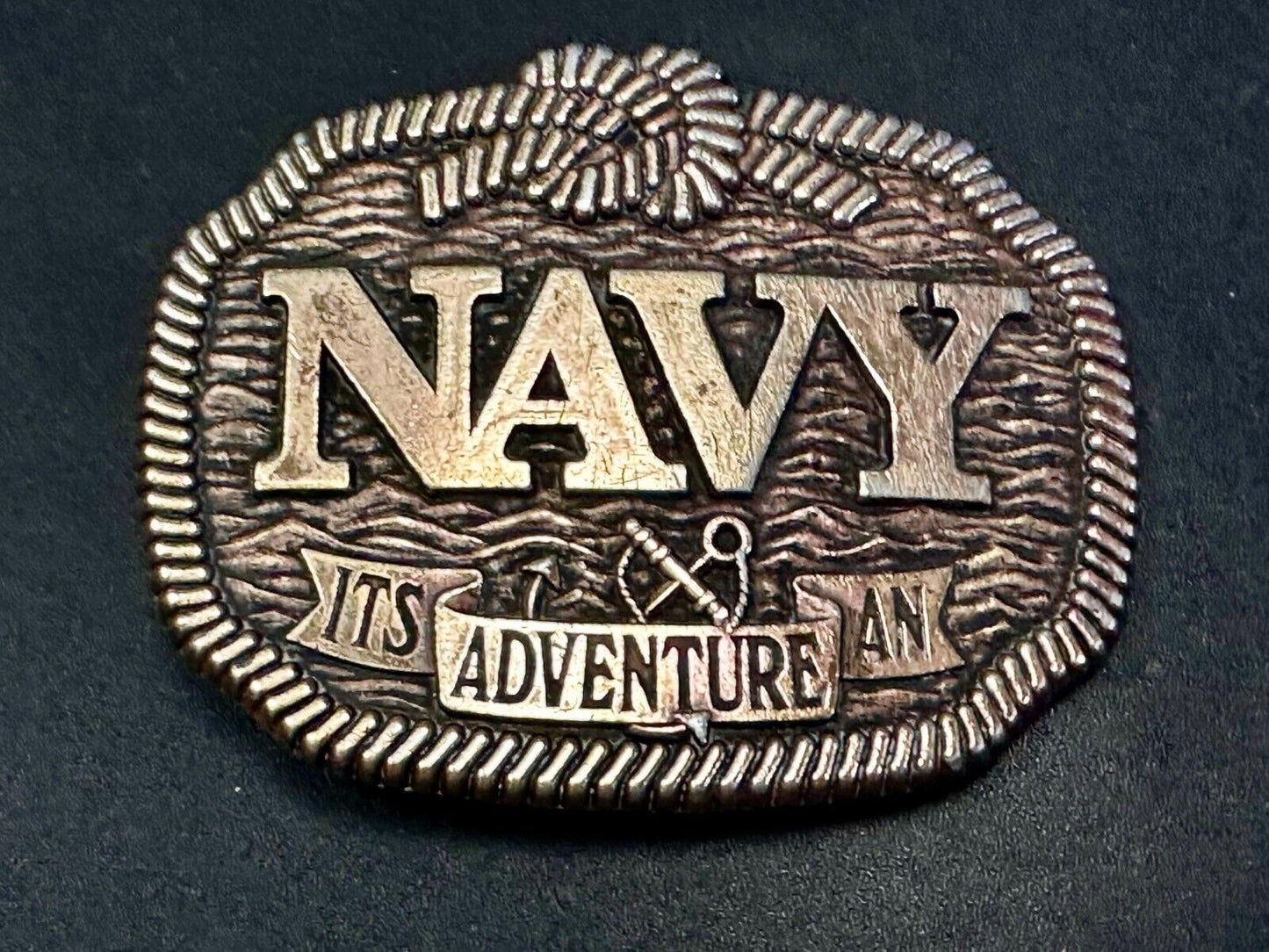 United States NAVY  Its An Adventure Rope Waves Anchor Belt Buckle - to paint
