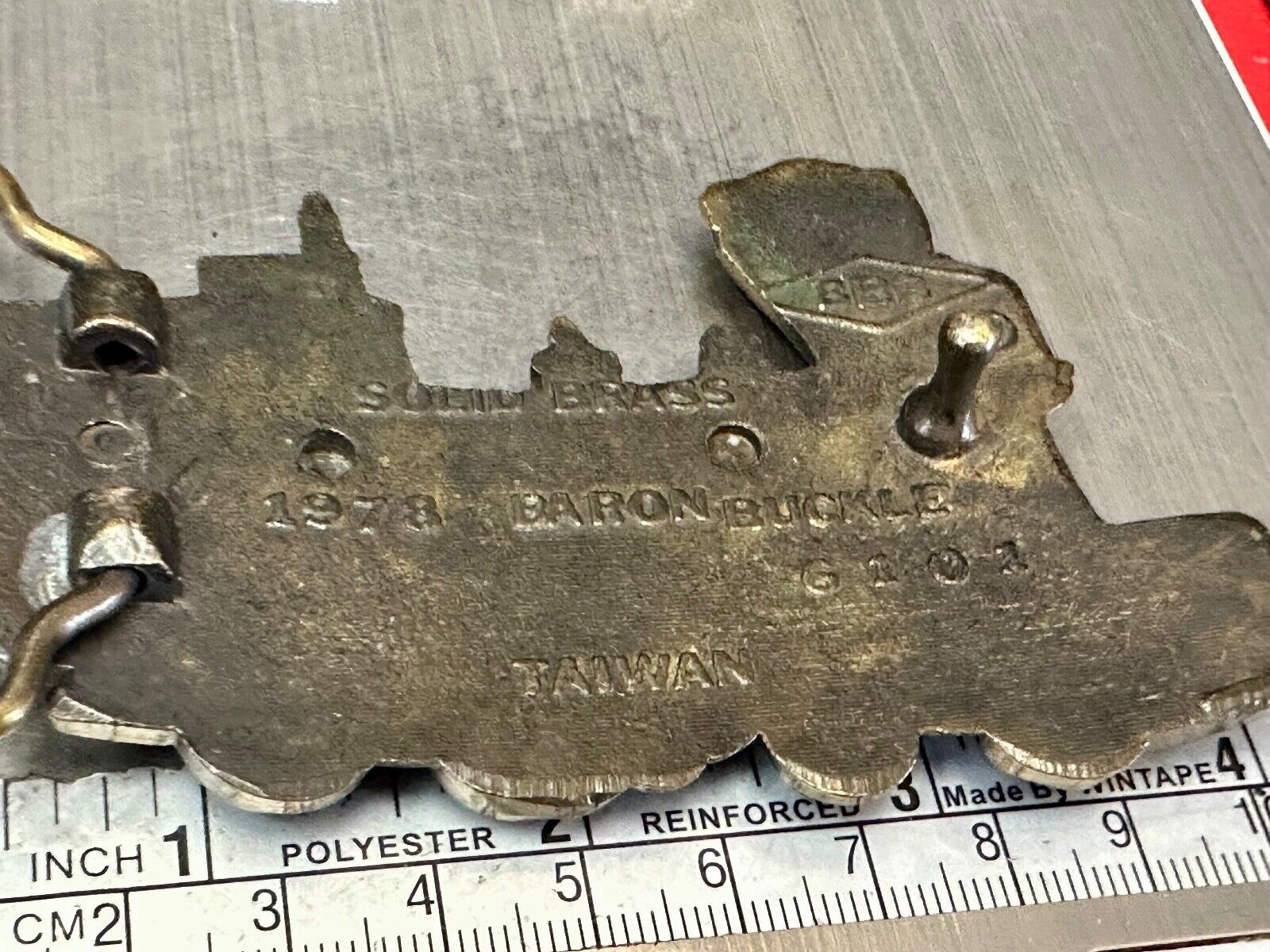 Train Rail Road Steam Engine vintage 1978 solid brass Baron Buckles belt buckle