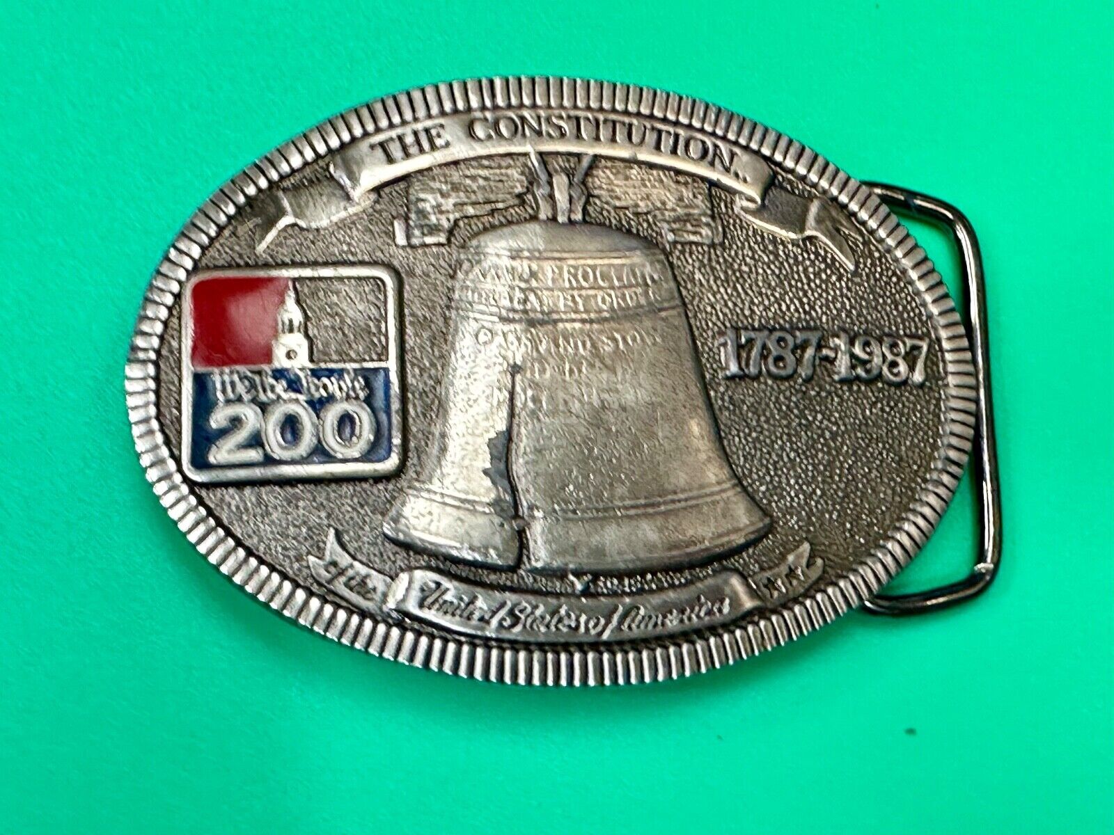 USA 200 year Celebration of the constitution Patriotic Liberty bell belt buckle