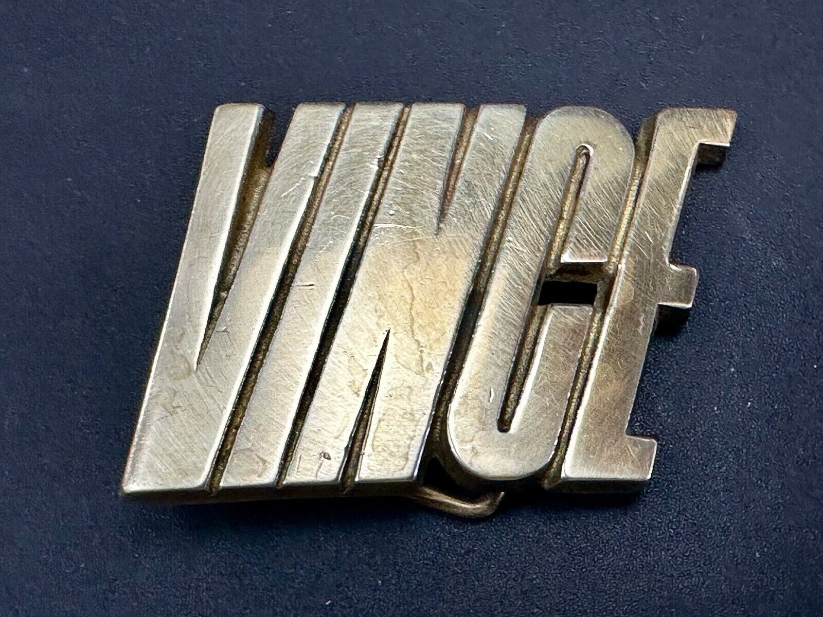 VINCE  custom name cutout block letter solid brass belt buckle by Baron Buckles