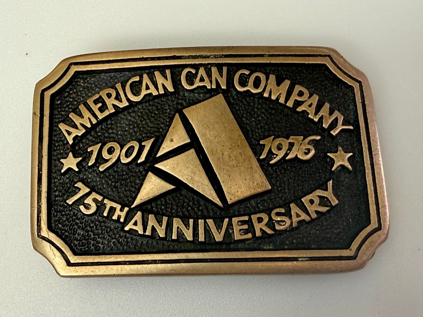 American Can Company 75th Anniversary 1901-1976 Solid Brass Heritage Belt Buckle
