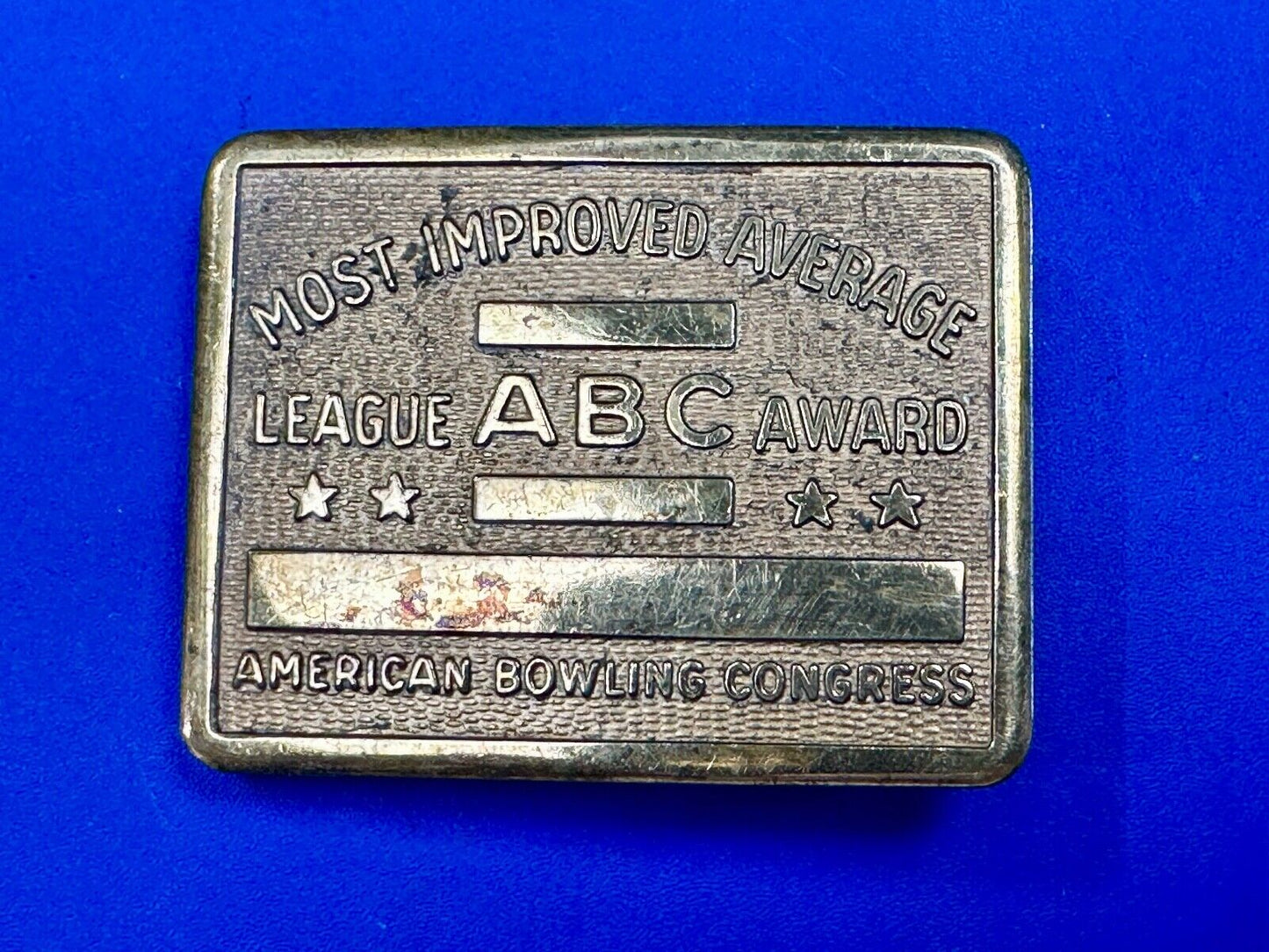 ABC Bowling League Award Vintage Belt Buckle American Congress to engrave