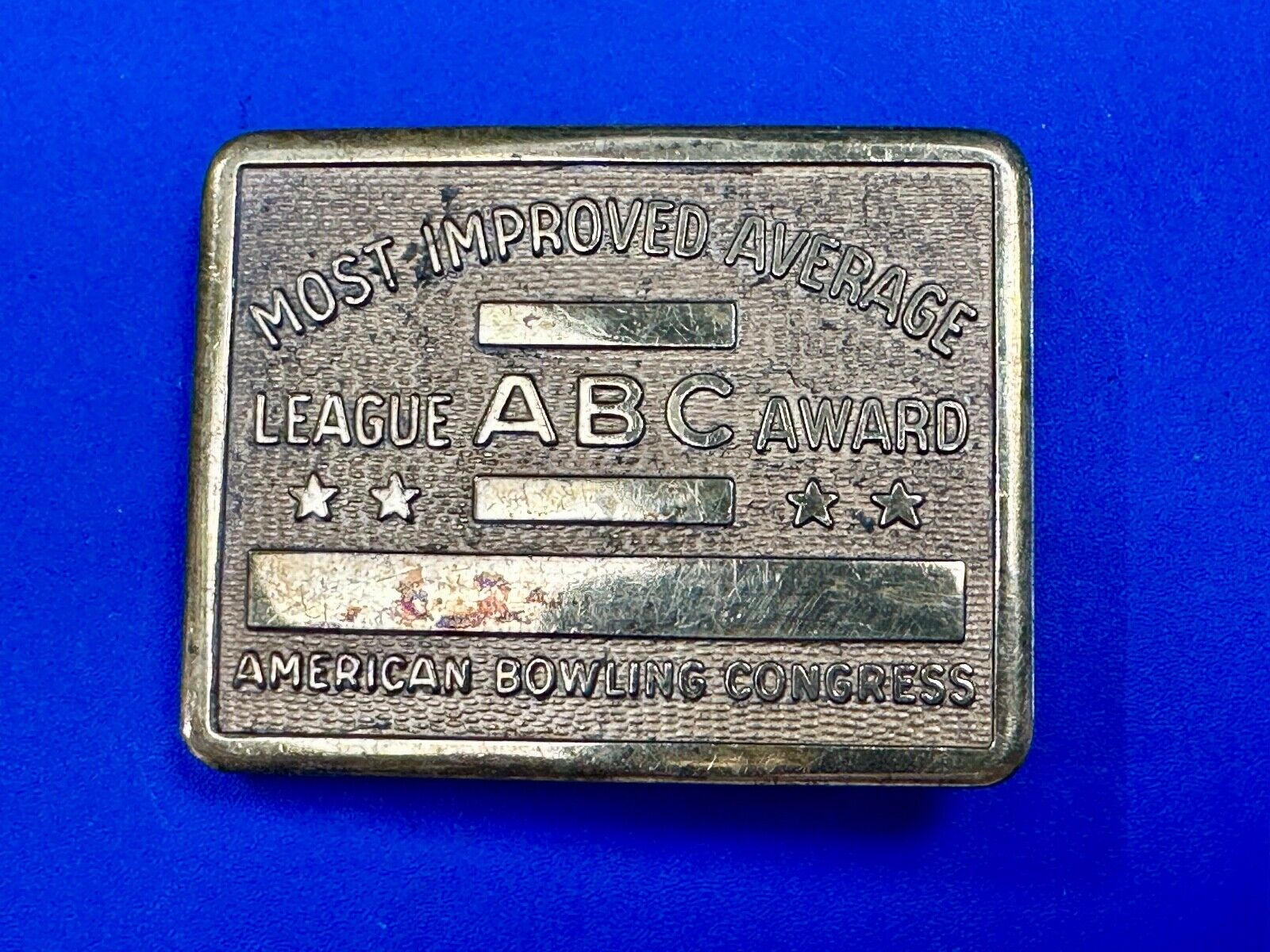 ABC Bowling League Award Vintage Belt Buckle American Congress to engrave