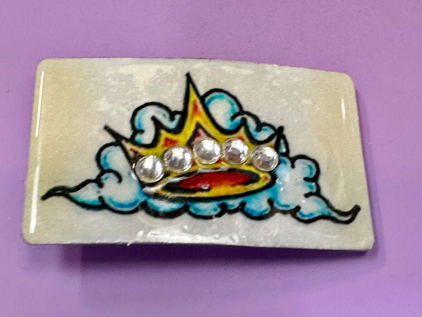 Artisan CROWN on colorful cloud with Rhinestone accents Belt Buckle