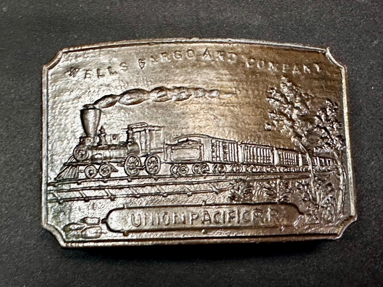 Union Pacific RR Wells Fargo & Co Train Steam Engine Locomotive Belt Buckle