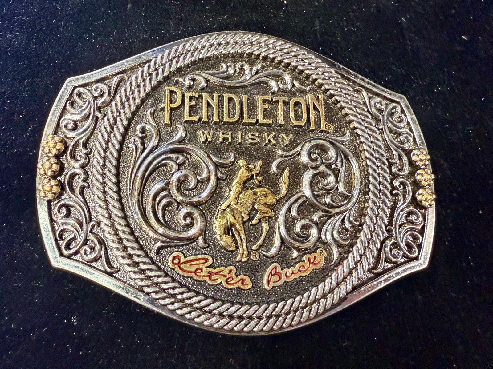 2021 Pendleton Whiskey Let'er Buck Rodeo Cowboy Montana Silversmiths Belt Buckle